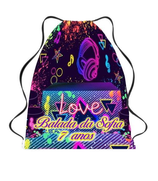 25 Mochila Saco Sacochila Lembrancinha Festa Neon