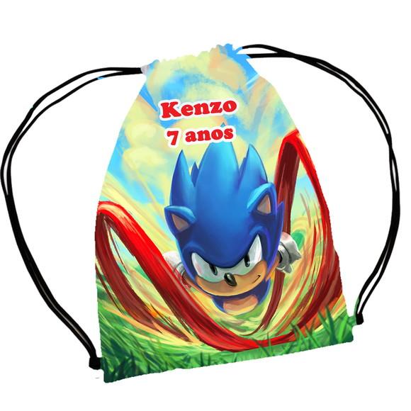 25 Sacochila Sacolinha Lembrancinha Sonic Personalizada
