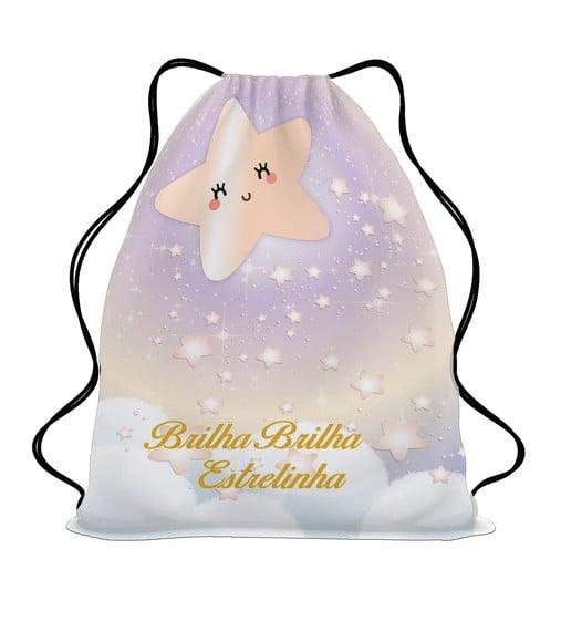30 Lembrancinha Mochila Saco Brilha Brilha Estrelinha