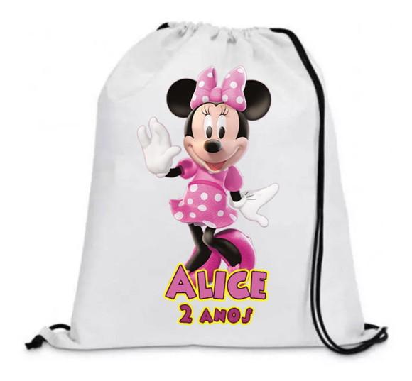 30 Mochila Sacochila Minnie Personalizada