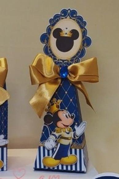 40 Caixa Piramide Aniversário Mickey Realeza Personalizada