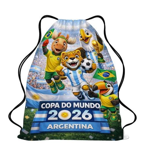 40 Mochila Saco Copa do Mundo 2026 - Brasil e Argentina