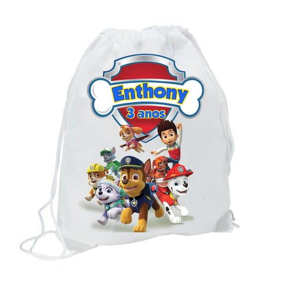 40 Mochila Sacopatrulha Canina Menino e Menian Personalizada