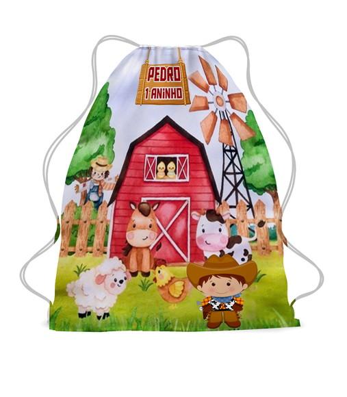 50 Mochila Saco Mochilinha Fazendinha Personalizada