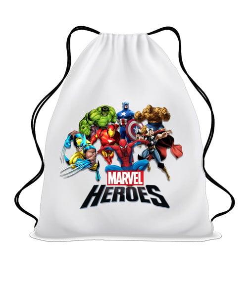 50 Mochilinha de Tecido Saco Super Heróis Personalizada