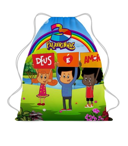 90 Mochila Saco Personalizada 3 Palavrinhas