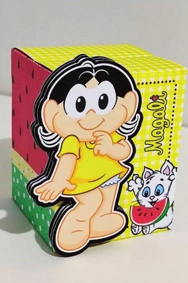 Caixa Cubo Aniversário Magali Personalizada Aplic 3