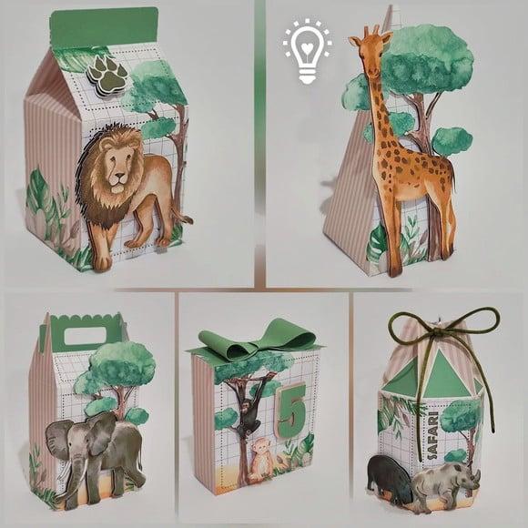 Caixas Aniversário Personalizadas Safari Realista