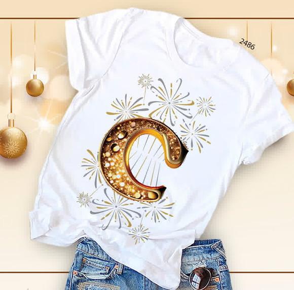 Camiseta Alfabeto Dourado-base