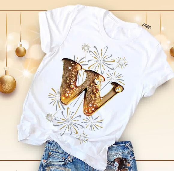 Camiseta Alfabeto Dourado-base