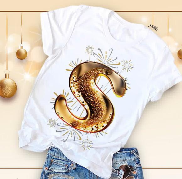 Camiseta Alfabeto Dourado-base