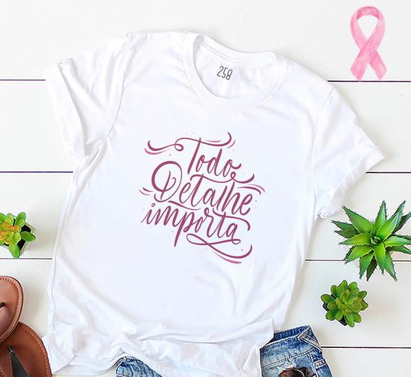Camiseta Outubro Rosa Juntas na Luta Contra o Câncer de Mama