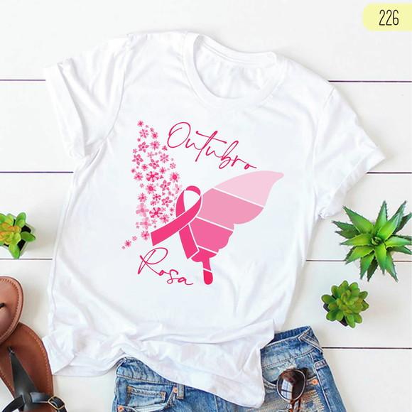 Camiseta Outubro Rosa Prevenção e Amor à Vida