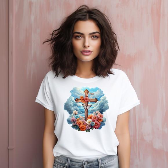 Camiseta Religiosa Estampa com Cruz /ref S.o5 C05