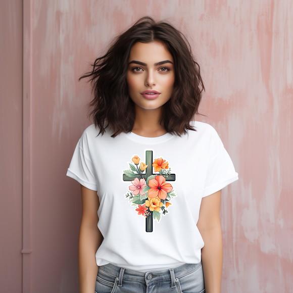Camiseta Religiosa Estampa Cruz Gospel /ref S.o5 C05