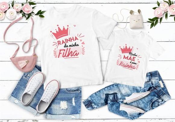 Camisetas Mãe e Filho(a) Presonalizada ? Kit com 2 Dia das