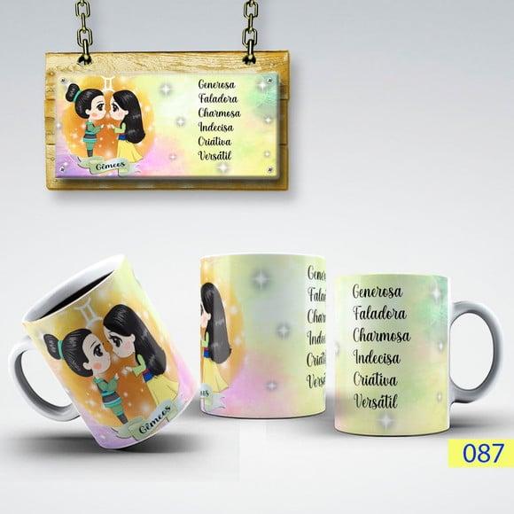 Caneca de Porcelana Signos do Zodíaco-princesas 325ml