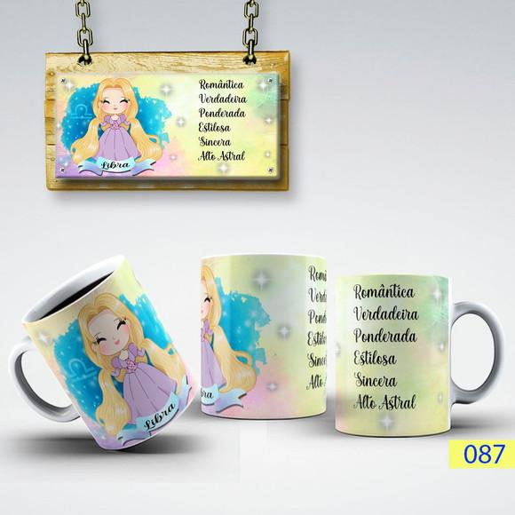 Caneca de Porcelana Signos do Zodíaco-princesas 325ml