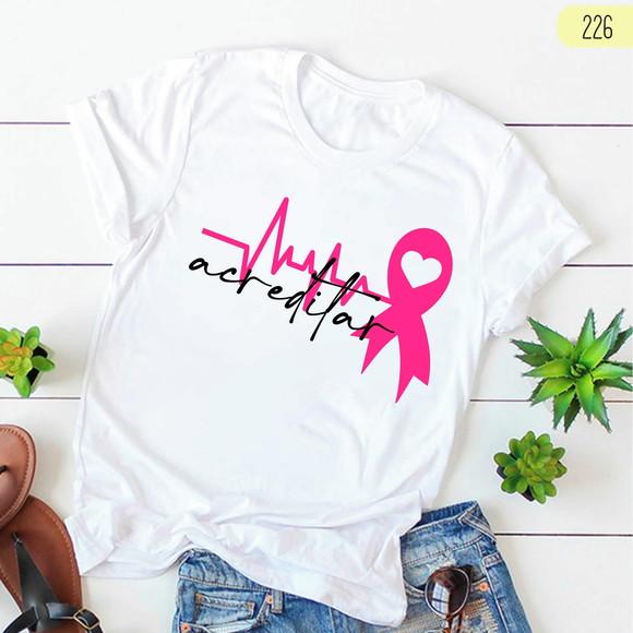 com Estilo e Conscientização Camiseta Outubro Rosa