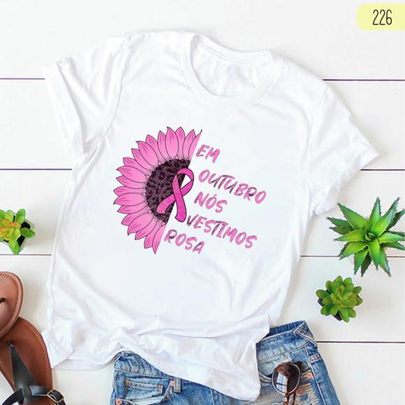 com Estilo e Conscientização Camiseta Outubro Rosa
