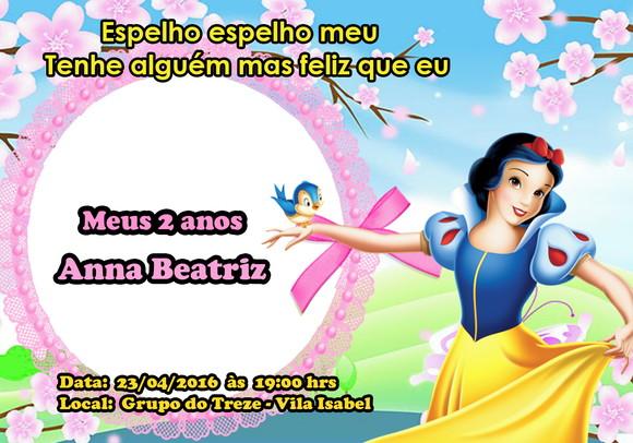 Convite Branca de Neves Personalizado 7x10
