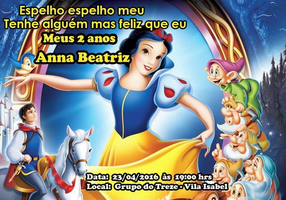 Convite Branca de Neves Personalizado 7x10