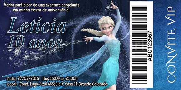 Convite Frozen Personalizado 14x6,5