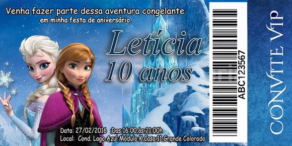 Convite Frozen Personalizado 14x6,5