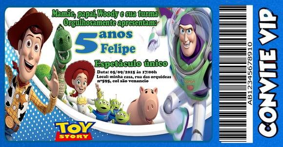 Convite Toy Atory Personalizado 14x6,5