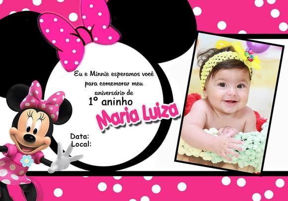 Convite Minnie Personalizado 7x10