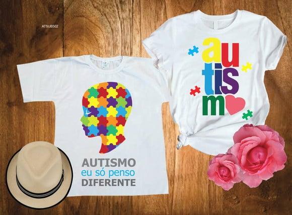 Kit 2 Camiseta Autismo - Eu Só Penso Diferente