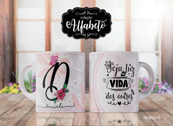 Kit 2 Canecas Alfabeto com Frase Borboletas -afb0002