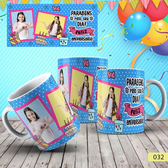 Kit 2 Caneca Aniversário com Frase e Foto