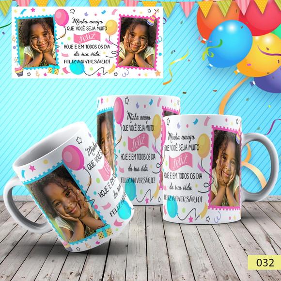 Kit 2 Caneca Aniversário com Frase e Foto