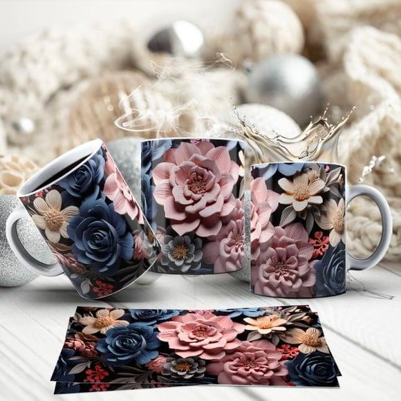 Kit 2 Canecas de Porcelana Floral ? Elegância para Seu Café