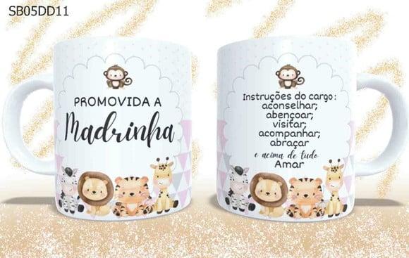 Kit 2 Canecas de Porcelana-promovida a Madrinha e Padrinho