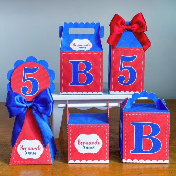 Kit 20 Caixas Vermelho e Azul Personalizada (pegue e Monte)