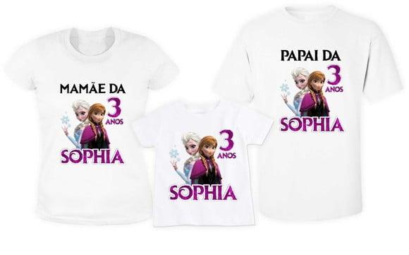 Kit 3 Camisetas Frozen Olaf Personalizadas