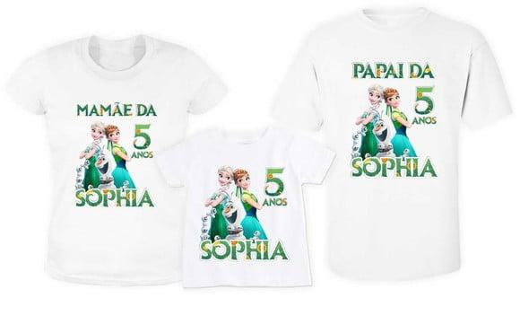 Kit 3 Camisetas Frozen Personalizadas Festa