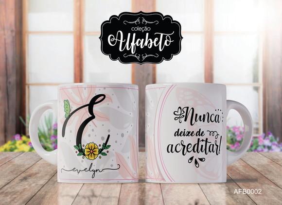 Kit 3 Canecas Alfabeto com Frase Borboletas -afb0002
