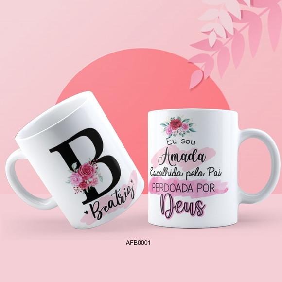 Kit 3 Canecas Alfabeto com Frase Evangelica -afb0001