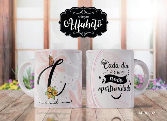 Kit 3 Canecas Alfabeto com Frase Borboletas -afb0002