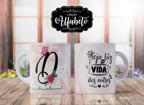 Kit 4 Canecas Alfabeto com Frase Borboletas -afb0002