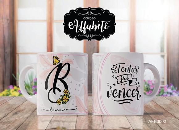 Kit 4 Canecas Alfabeto com Frase Borboletas -afb0002