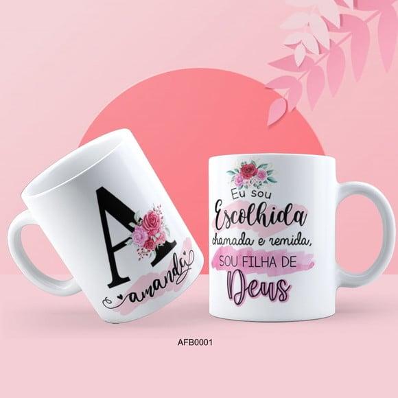 Kit 4 Canecas Alfabeto com Frase Evangelica -afb0001