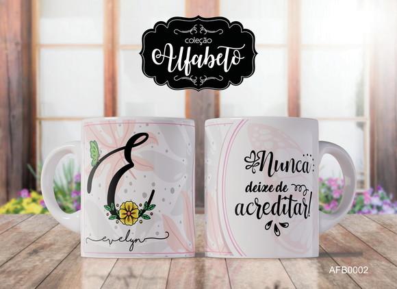 Kit 4 Canecas Alfabeto com Frase Borboletas -afb0002