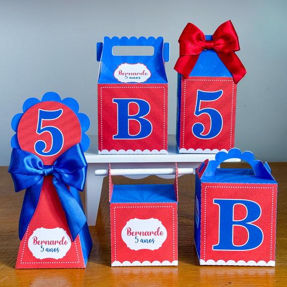 Kit 50 Caixas Vermelho e Azul Personalizada (pegue e Monte)