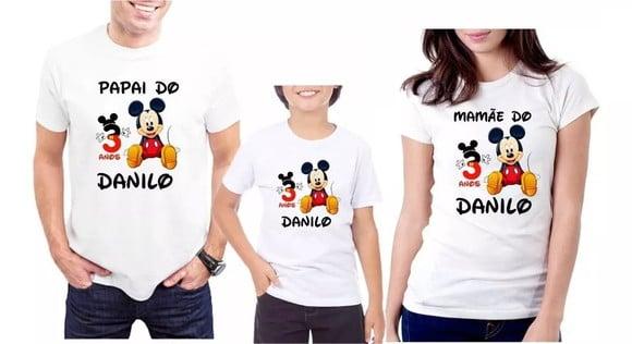 Kit Camisetas Personalizadas Mickey 3 Unidades