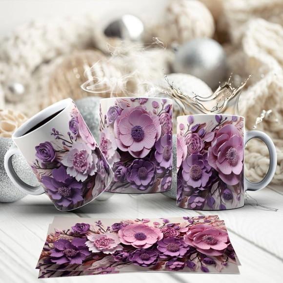 Kit com 2 Canecas Floral em Porcelana ? Delicadeza e Estilo