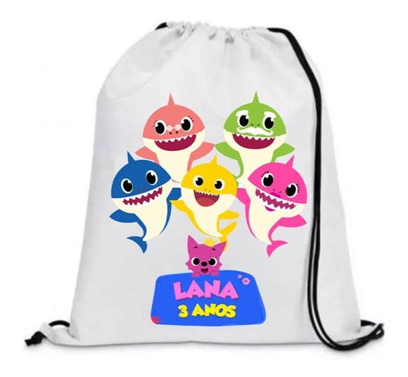 Kit com 20 Lembrancinha Mochilinha Saco Baby Shark
